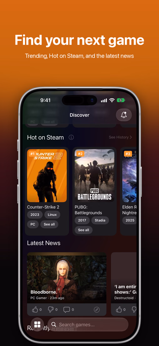 Discover: Trending, Hot on Steam and the latest news